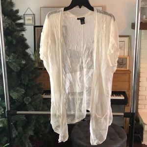 DKNY Jeans, White, Short Sleeved Knit Shawl